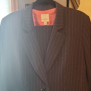 Anne Klein Women's Striped Blazer - Black With Red Stripes